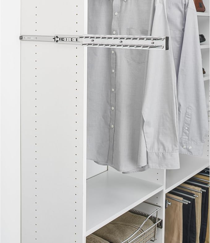 Rev-A-Shelf Pullout 14 Inch Side Mount Extending Closet Tie and Belt Organization Storage Rack Holder for Up to 25 Ties, Chrome, TRC-14CR