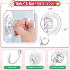 VIS'V Wreath Hanger, Large Suction Cup Wreath Hooks with Wipes, Heavy Duty, 22 LB Capacity, Removable and Reusable, Clear, 6 Pcs