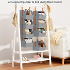 DIMJ Hanging Closet Organizer - 4 Tier Collapsible Hanging Shelves with Hooks Zipper, Fabric Clothes Organizer, Space-Saving Storage Bin Basket for RV, Bedroom, Laundry Organization
