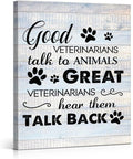 Funny Veterinarian Gifts Farmhouse Dog Canvas Wall Art Decor Veterinary Vet Gift for Women Good Veterinarians Talk To Animals Rustic Sign Painting Plaque Home Decoration (11.5 X 15 Inches, Framed)