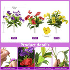 Artificial Fake Flowers for Outdoor, 6 Bundles UV Resistant Faux Plants Decoration Silk Flowers No Fade Plastic Flowers for Outside Planters Home Porch Patio Yard Garden Decor