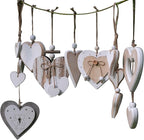 Sun&Beam Heart-Shaped Wooden Decorative Seven Styles Hanging Handmade Hearts Ornaments for Wedding Party Valentine Christmas Home Decoration Car Décor (All-7Pcs, 1Pcs)