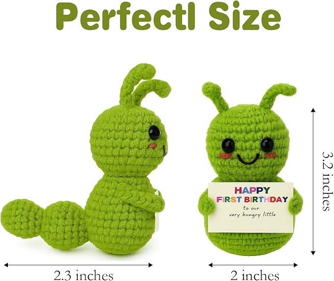Happy First Birthday Mini Decor – Handmade Crochet Caterpillar Gift, Bday Party Decor Decorations, Photo Prop, Cute Small Birthday Keepsake Present
