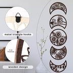 Jetec 5 Pcs Moon Phase Wall Art Decor Wall Pediments Hanging Wooden Phase Spiritual Bedroom Nordic Boho Lunar Aesthetic Art for Living Room Dorm Apartment Ornament(Brown)