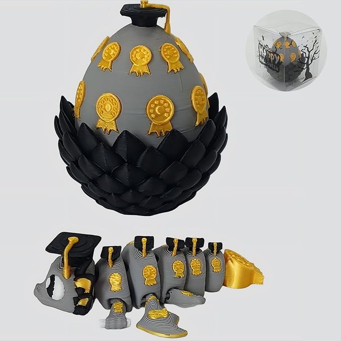 Enchanted 3D Egg with Miniature Inside - Handcrafted Printed Collectible | Fantasy Decor & Gift (Graduation Dragon & Egg (Box))