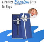 Tryuunion Baby Wall Cross Baptism Gifts for Boys, 7-inch Silver Blessing Boy Baptism Crosses for First Holy Communion Christening and Dedication Baptismal Gifts from Godparents