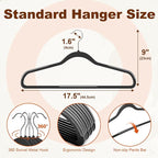 HOUSE DAY Heavy Duty Plastic Hangers 60 Pack, Non Slip Clothes Hangers with Rubber Pads and 360° Hook - Thin 0.2 Inch, Space Saving Coat Hanger Black, Closet Organizer for Shirt, Pants, Suit, Skirt