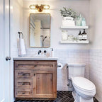 QEEIG Bathroom Floating Shelves for Wall - 15.7" Wall Mounted Shelf Over Toilet Farmhouse Home Decor Display Bookshelf Small 15.7 x 6.7 inch Set of 2, White (008-40W)