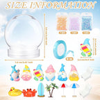 6 Set Beach Summer Snow Globe Craft Kit DIY Coastal Snow Globes with Ocean Gnomes, Glue Gun, Glitter & Ribbon for Summer Coastal Beach Party Favor