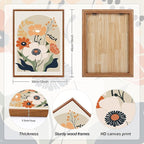 KAIRNE Boho Canvas Wall Art,Abstract Floral Wall Decor,Modern Minimalist Prints Set of 3(16”X24”),Botanical Wall Art Paintings,Bohemian Mid Century Artwork for Living Room Bedroom Office Decor,Framed