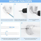 3 Pack Closet Rods for Hanging Clothes, 17 to 28 Inch Heavy Duty Stepless Adjustable Closet Hanging Rod, 1.3 Inch Diameter Metal Closet Rod for Wardrobes Laundry Bedroom RV, White