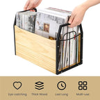 Wood Magazine Holder, Rustic Magazine Storage Rack Floor, Decorative File Book Organizer Basket for Desktop, Newspaper, Mails, Files (Recommend Drill Installation)