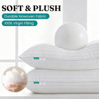 Oubonun 14 x 22 Throw Pillow Inserts, Firm and Fluffy Decorative Pillows for Couch Bed Sofa with Soft Cotton Cover White Cushion with Down Alternative Pack of 2