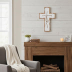 TRENDIN Rustic Wood Cross Wall Decor, Wooden Cross with Faith Cutout, Vintage Farmhouse Christian Home Decor for Living Room, Entryway, Bedroom, Religious Inspirational Gifts