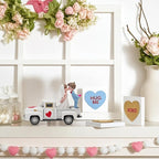 Valentines Day Decorations Farmhouse Vintage Mini Truck with Love Couple Figurines, Heart Pattern, Valentine's Day Home Tiered Tray Decor Valentine & Wedding Table Centerpiece Gifts for Her Him