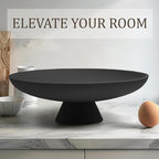 LIN CHUAN Large Decorative Bowl, Modern Resin Pedestal Bowl for Home Decor, Stylish Fruit Bowl for Kitchen Counter, Chic Key Holder for Entry Table, Matte Black