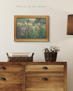 VIYYIEA Vintage Gold Framed Wall Art for Living Room, Landscape Canvas Prints Home Decor, Oil Painting Picture, Bedroom Wall Decor Gifts for Friends or Family -【Canterbury Bells】-(16L x 12W)