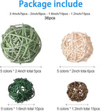 Patelai 36 Pcs Wicker Rattan Balls Decorative Balls for Vase Centerpiece Bowls Orbs Filler for Home Decor,4 Sizes(Vivid Color,2.4'',2'',1.6'',1.2'')