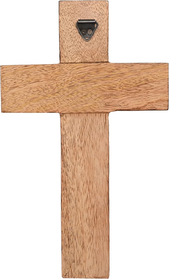 Samhita Mango Wood Wall Cross, Jesus Christ Floral Carving Family Cross Decor,Home Decoration (10" x 6" x 0.5")