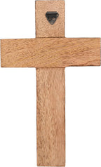 Samhita Mango Wood Wall Cross, Jesus Christ Floral Carving Family Cross Decor,Home Decoration (10" x 6" x 0.5")