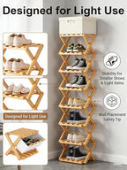 The 9-Tier No-Assembly Bamboo Rack, New Upgrade 9 Tier Bamboo Shoe Rack, Space-Saving Tall Narrow Accordion Shoe Rack for Entryway Closet Dorm (Brown-9)