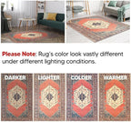 Keen Home Design 8x10 Rug - Machine Washable Area Rug with Non-Slip Backing, Ideal for Living Room, Dining Room, Bedroom - Vintage, Easy Clean, Durable, Low Pile Rug - (8' x 10')