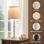 Terpsichore Lamps for Living Room Modern Farmhouse Table Lamp Bedside Reading Lamps Set of 2 Night Stands Bedroom Night Lamp,with Fabric Lamp Shade (White, High 26.25 Inch)