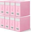 WOWBOX Sheet Organizers and Storage,Closet Bed Sheet Organizer Under Bed Storage and Organization with Label Cards & Clear Window for Bedding Sheets,Duvet Covers,Blankets (8 Pack，Pink)