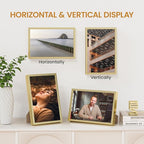 6x9 Aluminum Metal Picture Frame,Tempered Glass Gold Photo Frame 6x9 for Family Photo,Posters,Art,Document to Wall Mount Horizontally or Vertically
