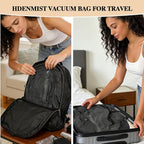 Vacuum Bags for Travel with Wireless Pump, 38L Reusable Vacuum Compression Bags with IP67 Waterproof Zipper 70D Nylon Vacuum Seal Packing Cubes Space Saver Bags for Carry On Backpack
