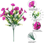 Artificial Flowers Fake Plants for Outdoors Decoration, 12 Bundles Silk Morning Glory with Eucalyptus Realistic UV Resistant Fuchsia Faux Flowers for Outside Planter Yard Patio Garden Home Indoor Urn