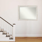 Amanti Art White Wall Mirror 36x46 Opera Off White Rectangle Bathroom Mirror for Wall Decor Living Room, X-Large Traditional Wood Frame, Hangs Horizonally and Vertically, Bathroom Decor, Beveled Edge