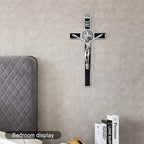 Wellcho Black Enamel Crucifix Wall Cross -Saint Benedict Metal Wall Art-7 Inch Cross Give Blessing and The Spiritual Sacred:Faith Gift for your Acquaintances