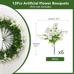 INQCMY Artificial Fake Plants Flowers for Outdoor Spring Decoration,12 Bundles Faux Silk Morning Glory Flowers for Outside UV Resistant Realistic Fake Plants for Planter Porch Patio Balcony Yard Decor
