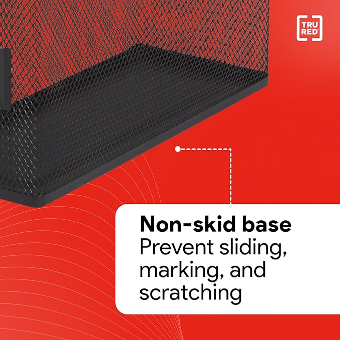 Staples TRU RED Metal Magazine File Organizer, Black - Top - Loading Desktop File Holder with Handle, Holds Up to 1000 Sheets