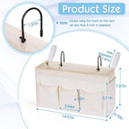 Bedside Storage Caddy/Bedside Hanging Storage Bag for Headboards Bunk Beds Dorm Rooms Book Phone Magazine Holder (New White)
