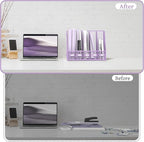 SUPEASY Desk Organizers Metal Desk Magazine File Holder with 5 Vertical Compartments Rack File Organizer for Office Desktop, Classroom, Home Workspace, Purple