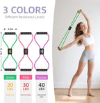 Figure 8 Resistance Bands with Handles for Women Men, Exercise Bands for Back, 8 Shaped Resistance Bands for Arms, Shoulder, Leg Stretching, Physical Therapy, Yoga, Pilates, Home Gym Workout Equipment