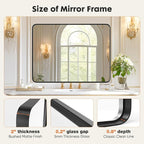 Sweetcrispy Bathroom Mirror 36x24 Inch Black Metal Framed Rounded Rectangle Vanity Mirrors for Wall, Over Sink, Farmhouse, Restroom, Anti-Rust, Modern Decorative, Horizontal or Vertical Hanging