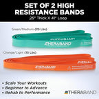 THERABAND High Resistance Bands, Set of 2 Elastic Super Bands for Improving Flexibility, Injury Rehab, & Full Body Workouts, Heavy Duty Stretch Bands for Lifting, 1 Light & 1 Medium Band