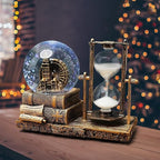 LED MusicCrystal Snow Globe， Sand Timer ，Hourglass,Home Decor,Table Decor for Living Room ，Office Desk Decorations[Brass Ferris Wheel]