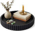 OAKOA Concrete Black Tray for Coffee Table - Round Black Decorative Tray for Table Decor - Bandejas Decorativas para La Sala - Coffee Table Centerpiece