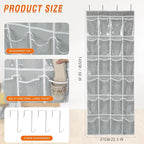 Over the Door 24 Pocket Hanging Shoe Organizer, Space Saving Hanging Storage Holder, Gray, (56" X 22.5")