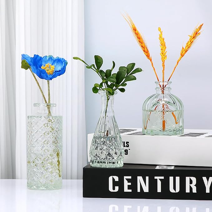 Brajttt Glass Bud Vases in Bulk, Bud Vase Set of 25,Small Vases for Mini Flower Vase Set, Cute Vintage Glass Vases Set for Flower,Wedding,Home,Centerpiece Table Decorations