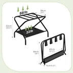 Luggage Rack for Guest Room, Folding Suitcase Stand with Shoe Shelf, Steel Portable Luggage Stand Bedroom, Hotel, Easy Assembly, Hold up to 110 lb, Black