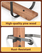 Cowboy Hat Rack for Wall, Cowboy Hat Holder for 4 with Hooks,Wooden Rustic Metal Hanger for Wall with Pine Board,Western Baseball Hat Rack Holder for Fedora, Sun Hats (4 Hats)