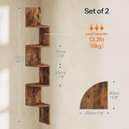 HOOBRO Corner Shelf Wall-Mounted, Set of 2 Floating Corner Shelves for Wall, 5-Tier Corner Bookshelves for Living Room, Bedroom, Bathroom, Home Office, Rustic Brown BF26BJP201