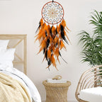 Black and Orange Dream Catcher Feather Dream Catchers Wall Decor Handmade Dreamcatcher Wall Hanging Ornament for Bedroom Living Room Home Decor