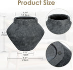 Briful Large Rustic Ceramic Vase with Distressed Finish, 8.2'' Tall Wide-Belly Decorative Flower Vases with Felt Pads, Retro Style Pottery for Home Decor, Table Centerpiece, Black