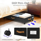 Under Bed Storage with Wheels 2-Pack, 75L XXL Under the Bed Storage Containers Large, 12" Tall Adjustable Storage for Underbed with Lids, Rolling for Clothes, Shoes, Blankets (Black)